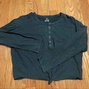 Tie front long sleeve crop